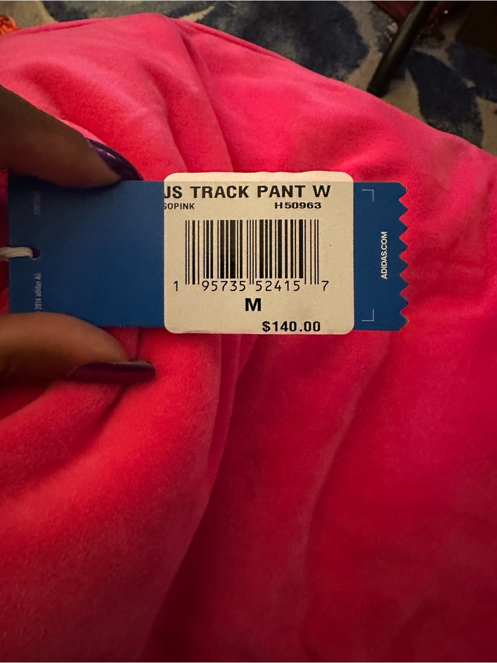 Jeremy Scott adidas Women's Wide Leg Velour Track Pants - Hot Pink - Picture 8 of 8